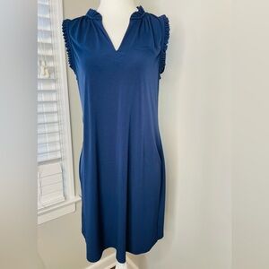Michael Kors Sleeveless Blue Dress with Ruffle Details